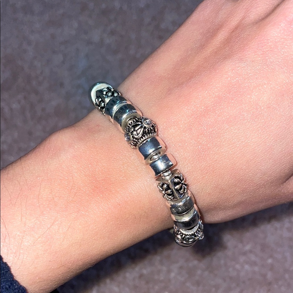 Silver Beaded Charm Bracelet